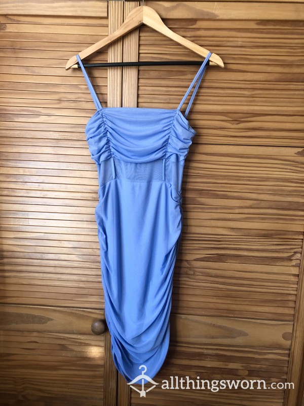 SOLD 💕 Sky Blue Stretchy Mesh Dress