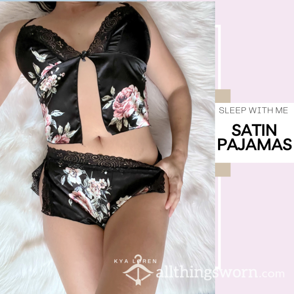 Sleep With Me  🌸  Sexy Satin Floral Pajama Set