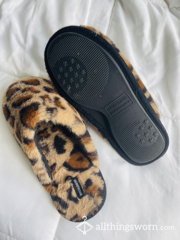 Slippers: 2nd Owner - Fuzzy Cheetah Print