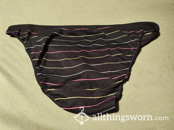 Small Black Striped Panties W/ 24hour Wear
