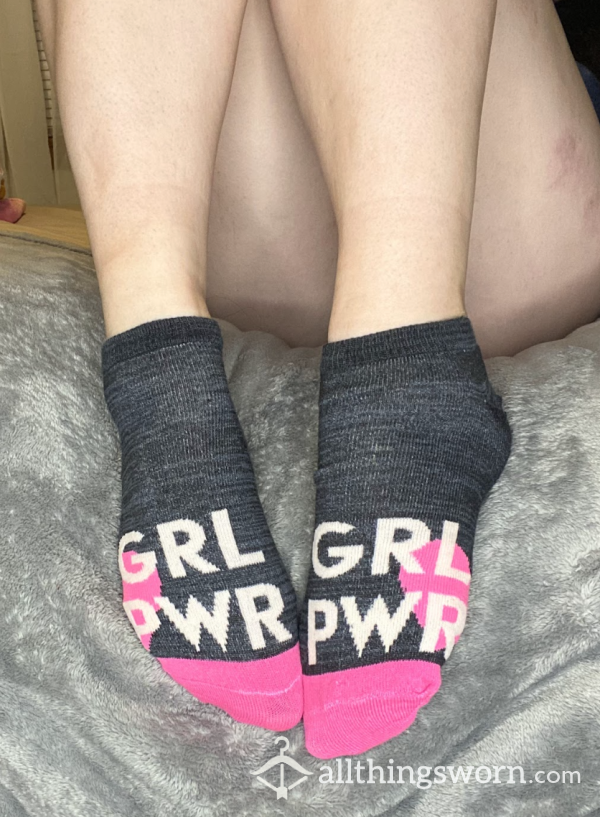 Small GRL PWR Grey And Pink Socks