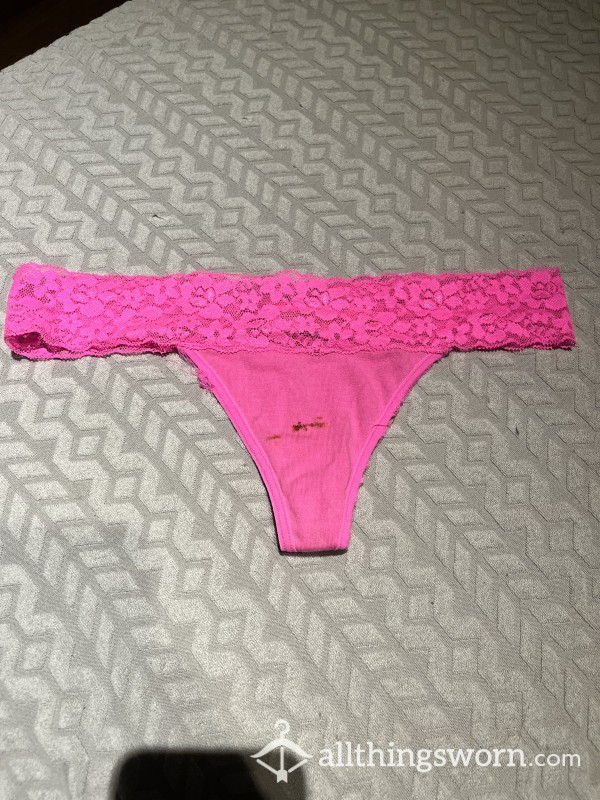 La Senza Hot Pink Lace Thong,with Small Stain