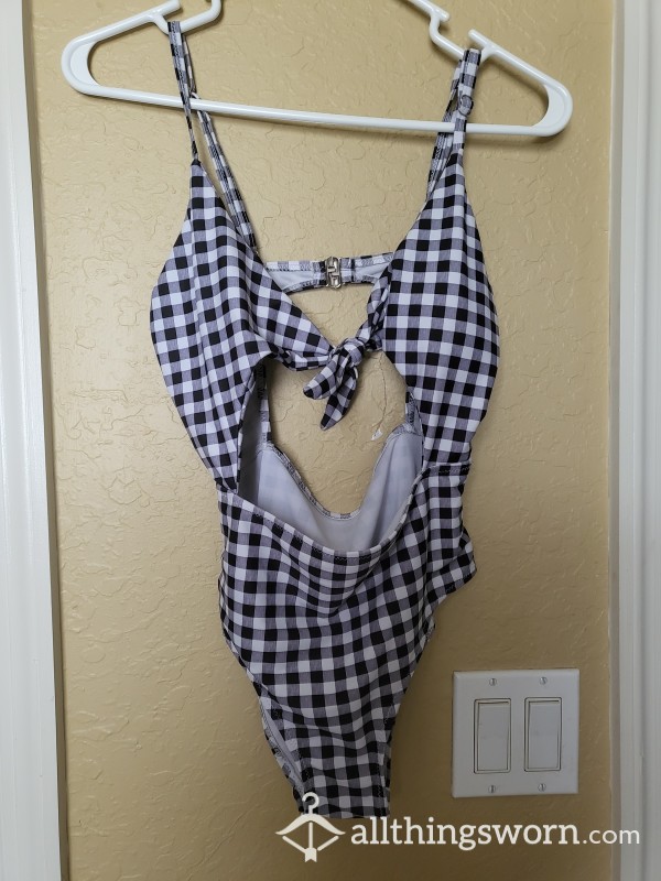 Small One Piece Plaid Swimsuit