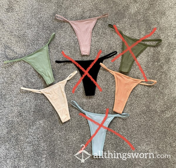 Small Ribbed Cotton Thongs - Various Colours 🍑