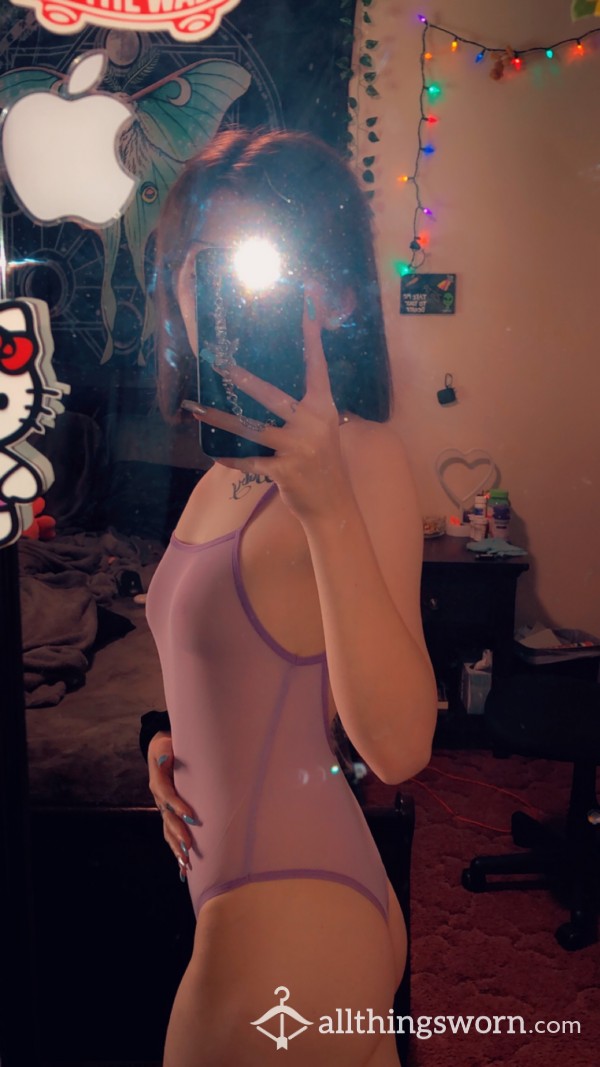 Small See Through Body Suit In Lilac Purple