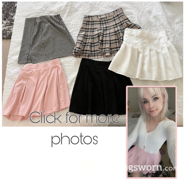 Small Skirt | Pleated Skirt | Pencil Skirt | Tight | Mini Skirt | Tennis Skirt | White, Pink, Plaid | Medium | White Skirt With Attached Soft Shorts Underneath
