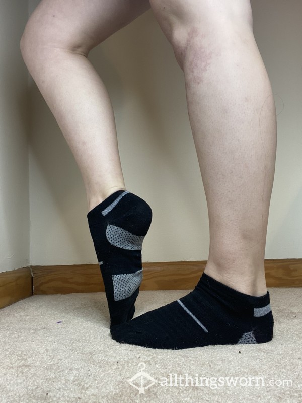 Small Well-Worn Black And Grey Athletic/Workout Socks