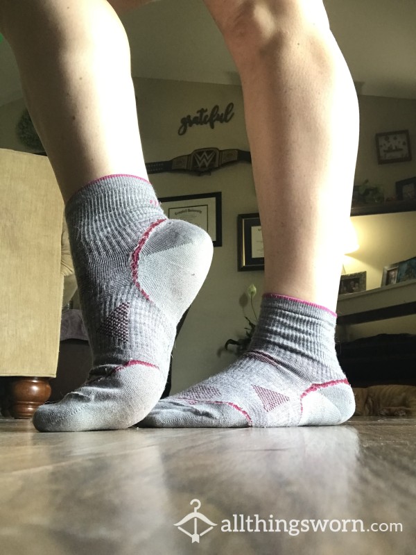 Smartwool Worn Ankle Socks - Grey & Pink - FREE US SHIPPING