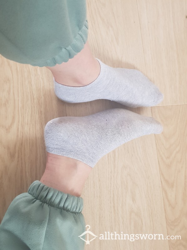 Smelly Light Grey Trainer Socks.. 24 Hours Wear Including Work AND Workout 😘