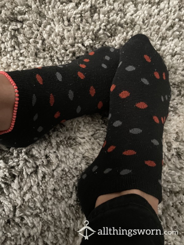 Red And Gray Polka Dot Socks