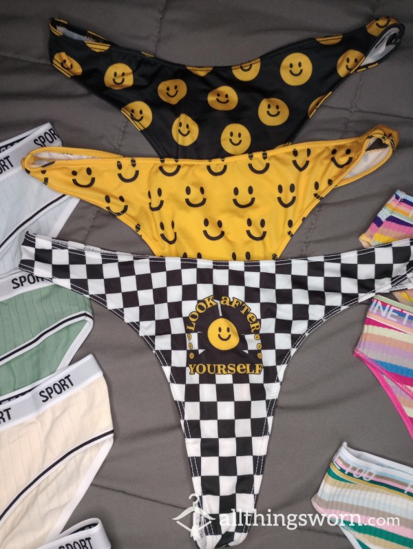 Smiley Face Thongs-SOFT Silky Material