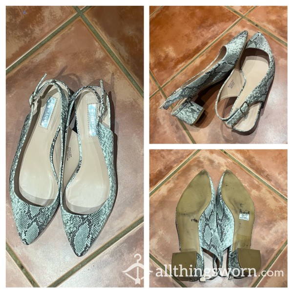 Snake Skin Small Heel Office Shoes