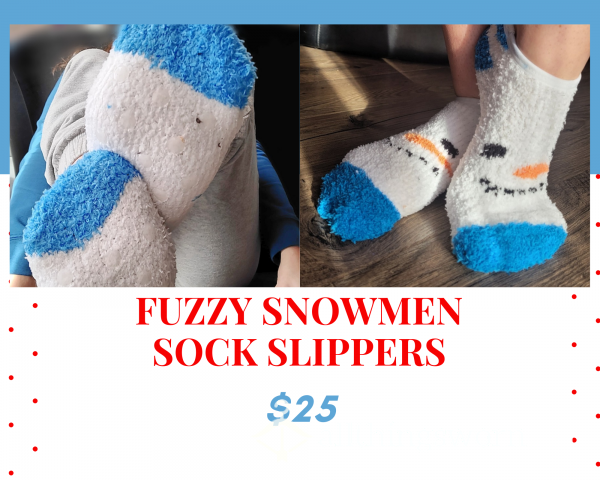 Snowmen Sock Slippers - Worn 48hr Or However You'd Like 😈