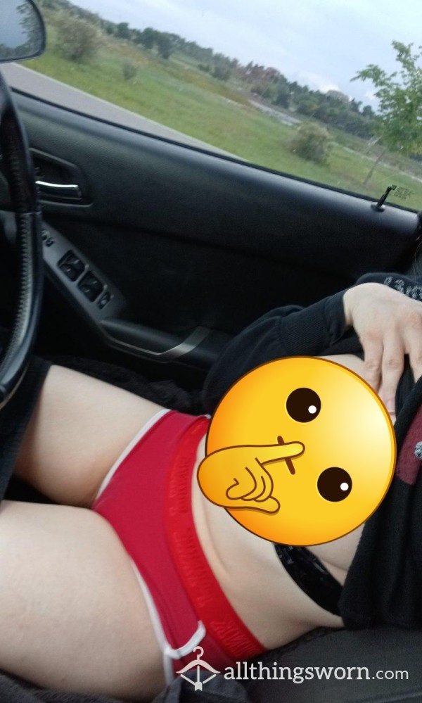 Soaking My Red Hit Panties In My Car! Flashing/top Less, Playing And A Little Bit Of Fingering 😜 Caution: Threat Level Wet