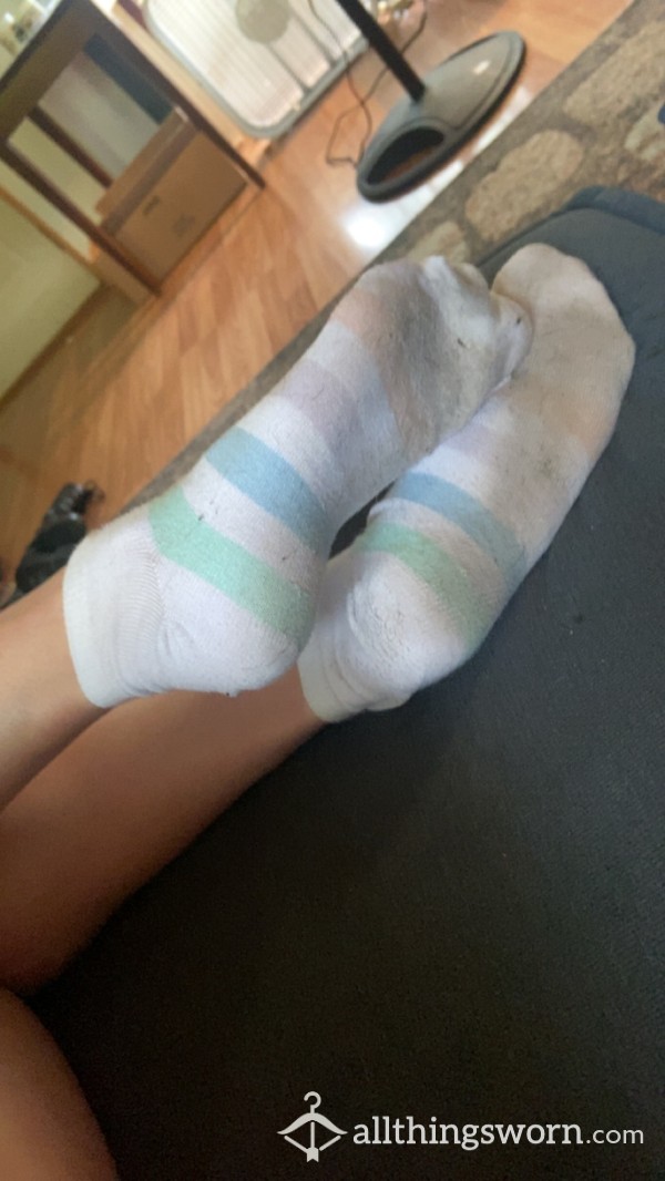 Worn Striped Ankle Socks!