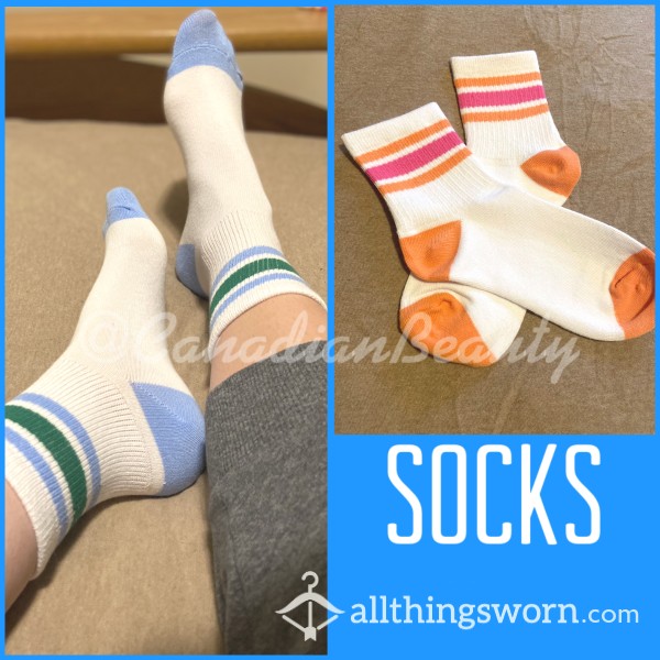 Quarter Socks With Colourful Toe & Heel