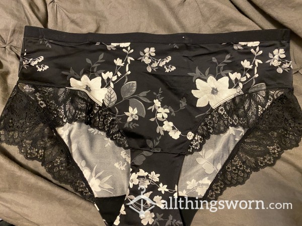Soft And Silky Black Floral Brief - My First Listing