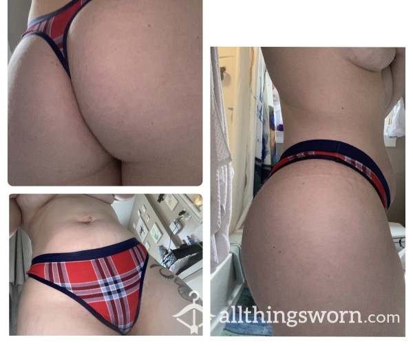 Soft And Stretchy Red Plaid Thong