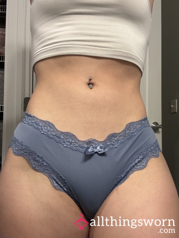 Soft Blue Scrunch Butt Panties With Lace (S)