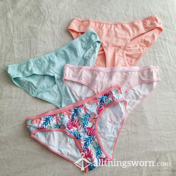 Soft, Cotton, Bikini Cut Panties - Floral Pattern Only