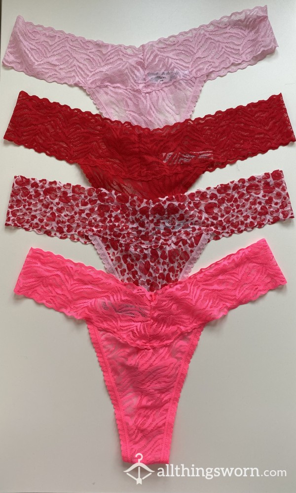Soft Lace Thongs - Neon Pink, Baby Pink, Red, Red Love Hearts ❤️