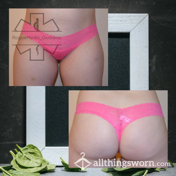 Soft Pink Lacey Thong - Medium