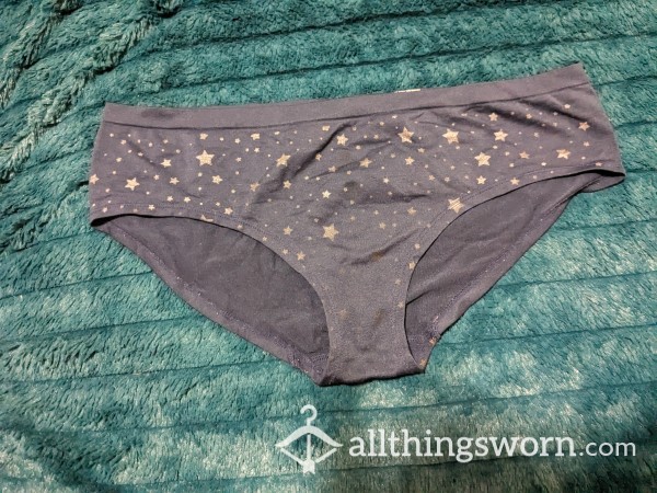 Soft Well Worn Silver And Blue Star Panties