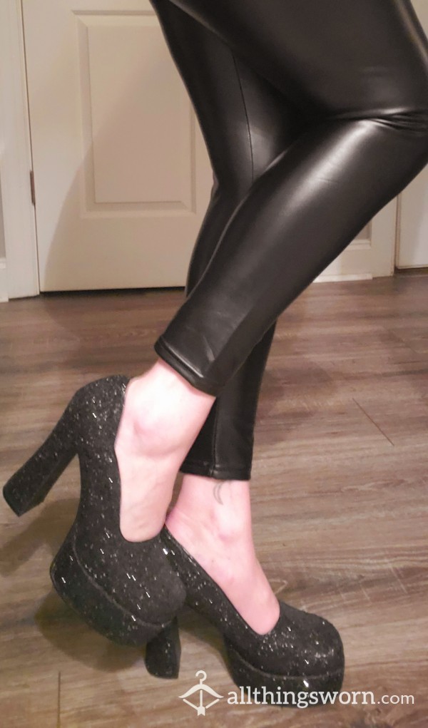 Sparkly Black Platform Heels - Worn & Loved - Hot & Sexy! Size 8