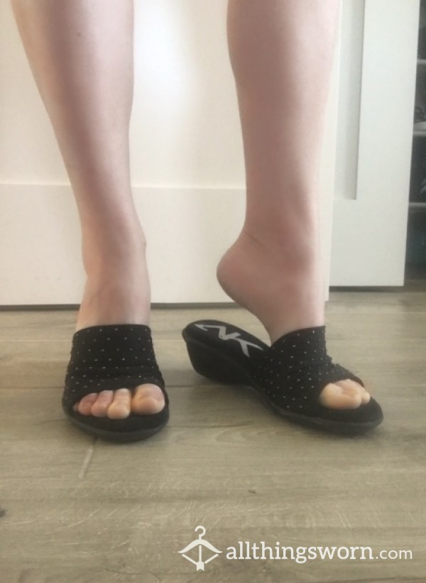 Sparkly Black Slide Sandals