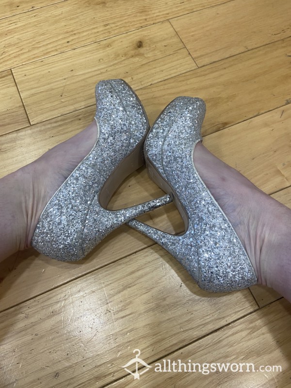 Sparkly Glitter Platform High Heels Well Worn