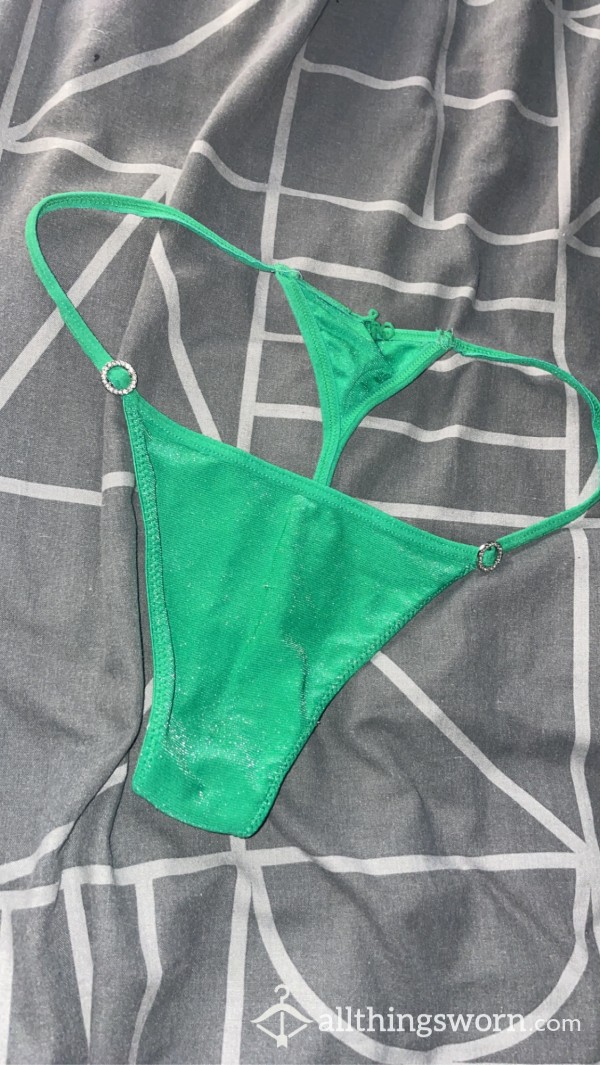 Sparkly Green Thong Worn All Day