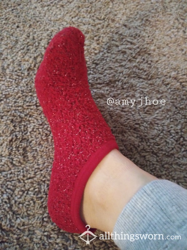Sparkly Red Fluffy Booty Socks-& If That's Not Enough Descriptive Words For You Then Let Me Describe Something Else;) *FREE GENITAL RATING* With Purchase!