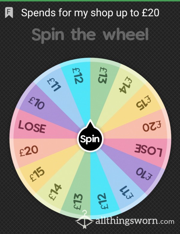 Spin For A Chance To Win Up To £20 To Spend In My Shop