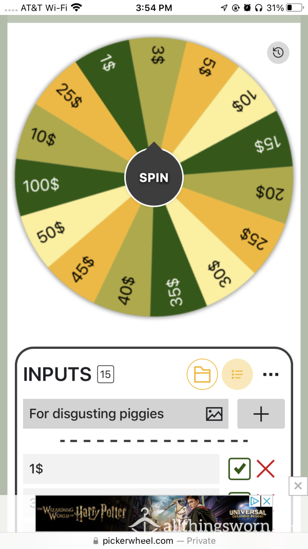 Spin My Wheel And Drain Your Wallet!!!!