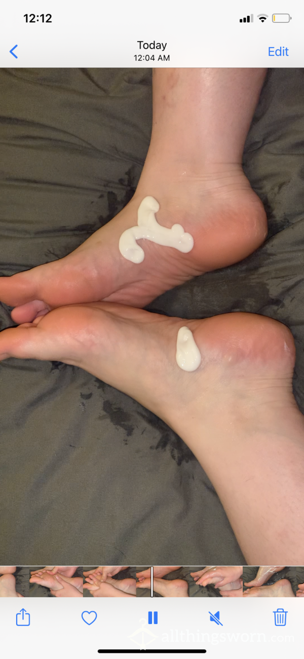 Squirting Lotion And Massaging My Tired Feet