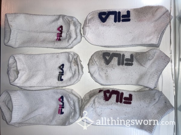 Stained Fila Ankle Socks