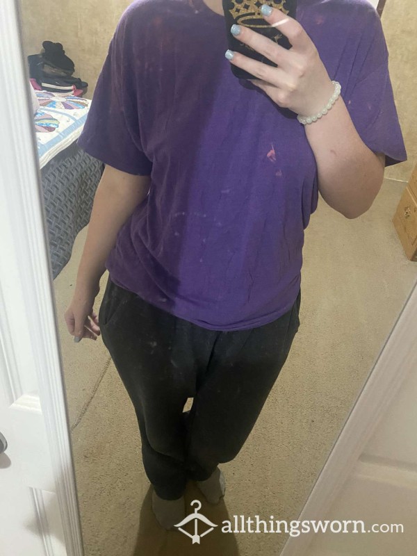 Stained Purple Hanes T Shirt