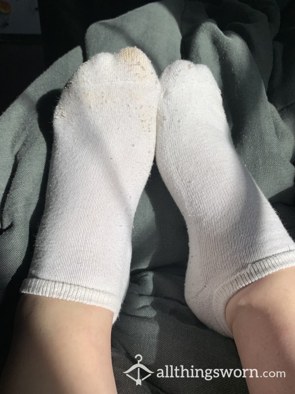 Stained White Ankle Socks