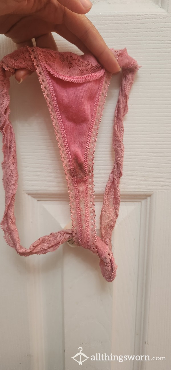 Stained Worn Panties Lace Baby Pink