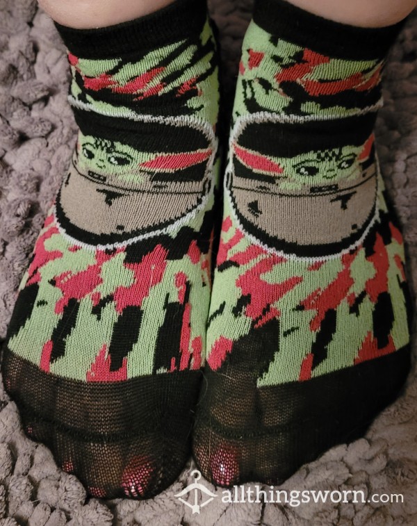 Star Wars Mandalorian Grogu Ankle Socks Green Pink Black Pattern FREE Shipping In US photo