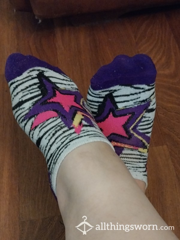 Star Zebra Strip Ankle Socks