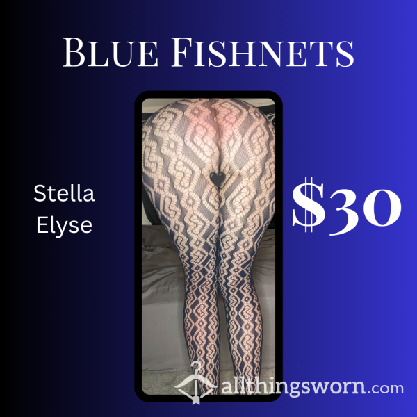 Stella Elyse Dark Blue Fishnet Tights (Free Shipping In USA)
