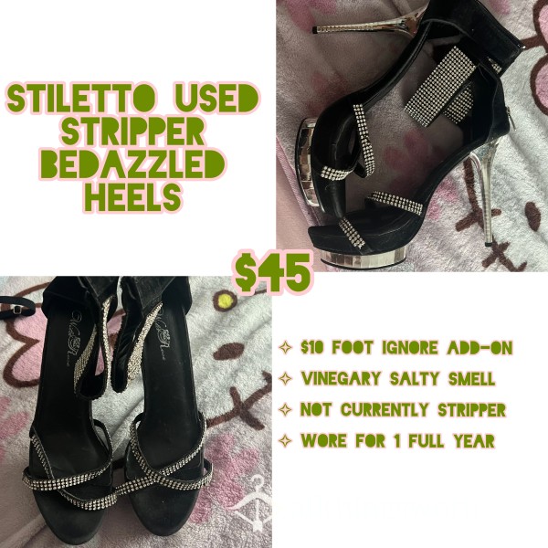 Stiletto Stripper Bedazzled High Heels