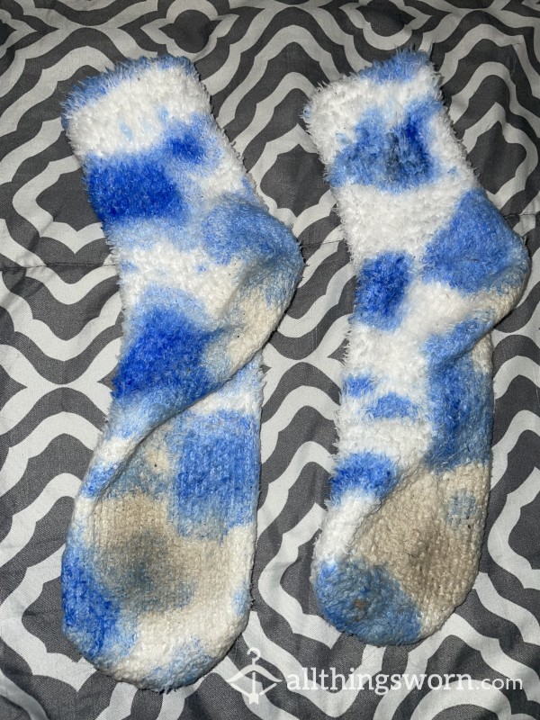 Stinky Fuzzy Blue Tye Dye Socks