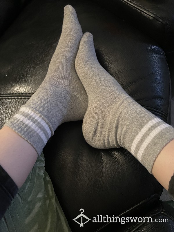 Stinky Grey Crew Socks 🧦 72 Hour Wear, Ready To Post 🤢💋