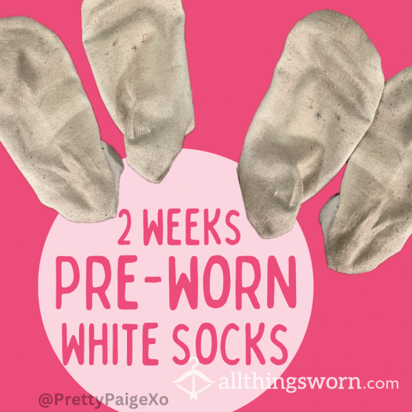 👣 STINKY & READY TO SHIP ‼️ 2 Weeks Pre-worn Sweaty White Cotton Ankle Socks 😈😈😈