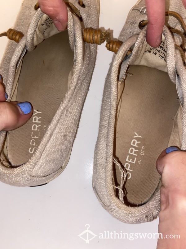 SOLD!!Barefoot Worn SMELLY Sperry Shoes