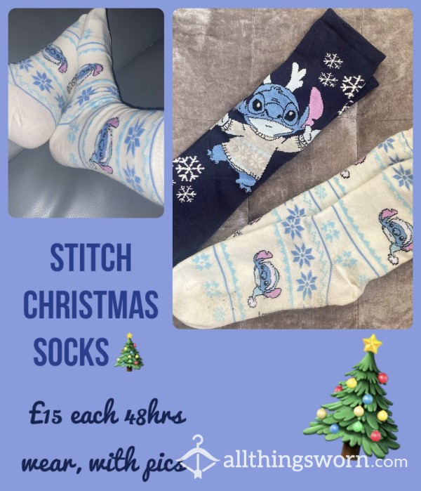 Stitch Christmas Socks🎄| £15 Each| 48hrs Wear & Proof Of Wear Pics🧦