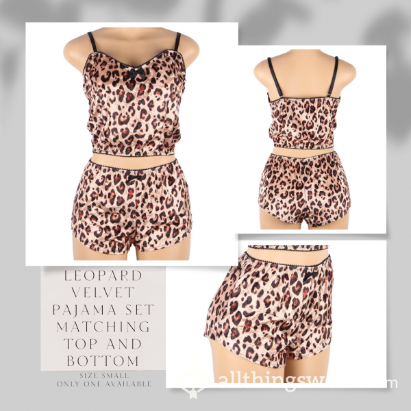 🛒🖼️☃️ Stock Photo Used ☃️ Size Small ☃️ Only One Available ☃️ Leopard Print Velvet Top And Matching Bottom Bundle Set ☃️ Additional Photos Included In Listing ☃️