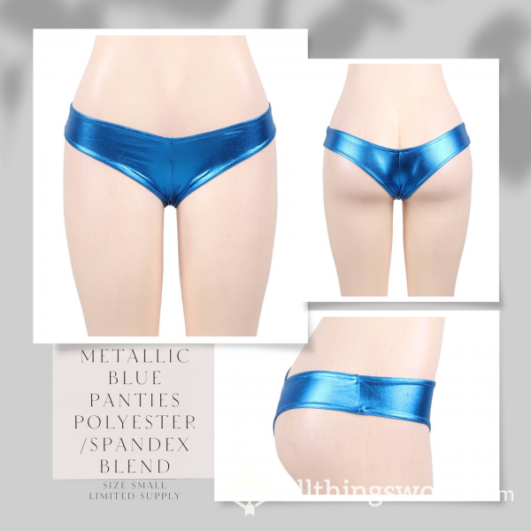 🛒🖼️🏖️Stock Photo Used🏖️Polyester / Spandex Blend🏖️Small (4)🏖️Metallic Blue Panties🏖️Additional Photos Included In Listing🏖️